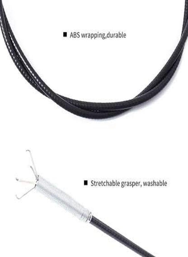 Plenteous عصا تنظيف بالوعة سلكية زنبركية بطول 160 سم مزودة بمقبض من مادة ABS وفرشاة من الفولاذ المقاوم للصدأ - أداة لالتقاط الشعر وإزالة انسدادات الأنابيب لتنظيف أحواض المطبخ والحمامات والمجاري والصرف الصحي - (عبوة من قطعة واحدة) - Image 2